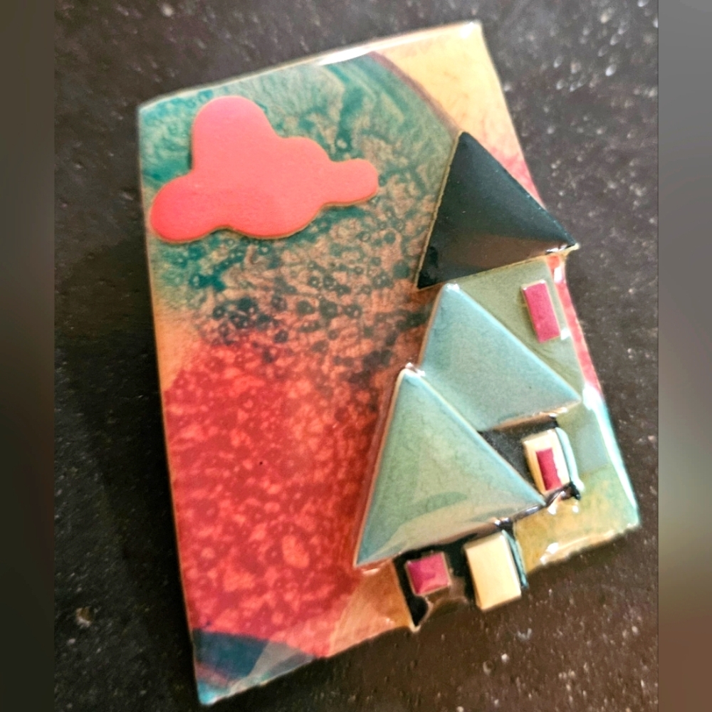 House Pins By Lucinda Yates  Tac Lapel Pin 1.5" X 2" Sunset Fall